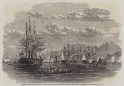 The Combined Fleet in China, Transports in Cowloong Bay preparing to get under way for the North by Edwin Weedon